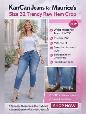 🌟 KanCan Jeans for Maurice’s | Size 32 | Trendy Raw Hem Crop 🌟EUC